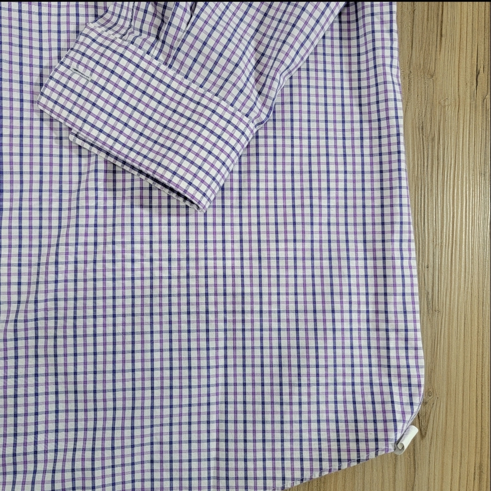Michael KORS Men's Gingham Dressy Long Sleeve Cotton Shirt 15  34/35 no iron - Picture 3 of 5
